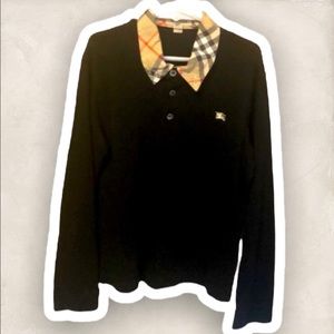 Burberry Black Polo with Checkered Collar